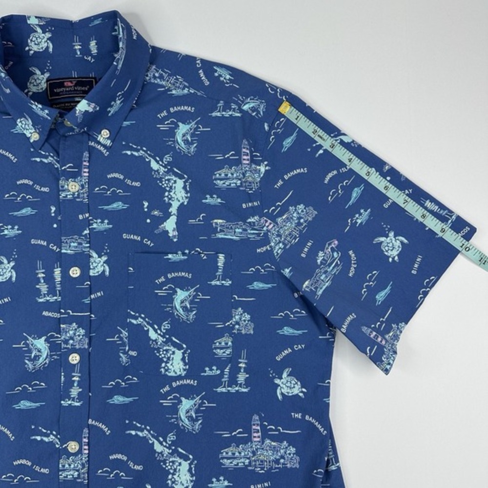 Vineyard Vines Mens Murray Classic Shirt‎ Blue Caribbean Print L 1W010544 - Picture 9 of 10